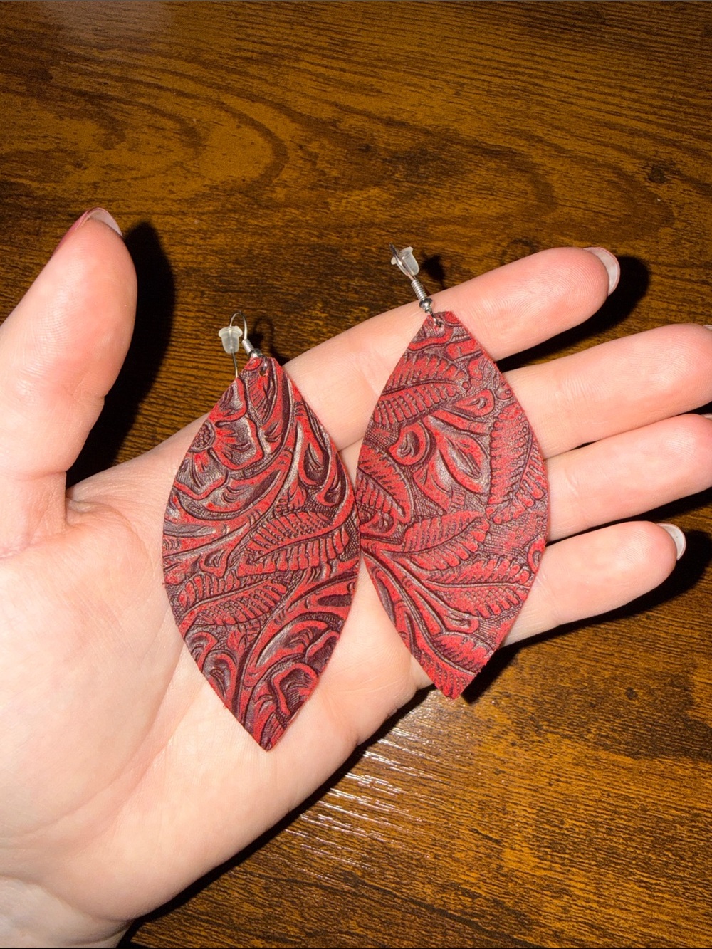 Handmade leather earrings